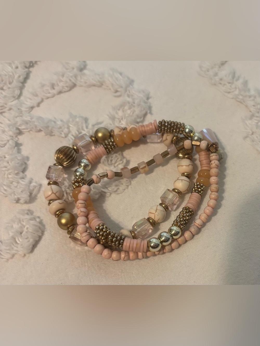 Pink bracelet stack